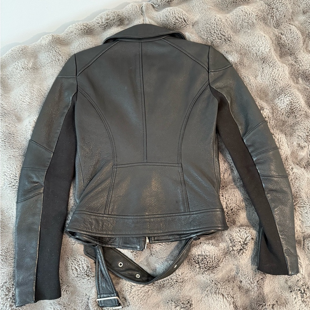 BCBG Maxazria Black Leather Biker Jacket - Picture 5 of 6